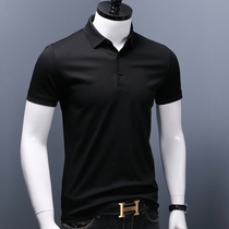 Lapel t-shirt mens short-sleeved slim-fit double mercerized cotton mens high-end business pure cotton ice silk half-sleeved polo shirt summer