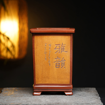 Taiwan return purple sand boutique old flower pot famous all hand-made stone engraved square thousand tube antique high-grade bonsai