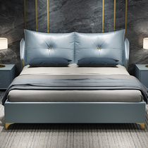 2021 new leather bed light luxury ins Net red bed master bed modern simple high-end bed atmospheric wedding bed 2 meters