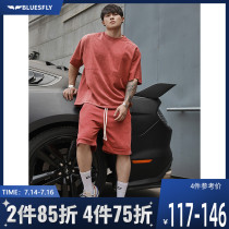 BLUESFLY sports suit mens summer loose casual washed old fitness running training quick-drying two-piece set tide
