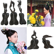 New costume wig flag head Xiuhe hair plate ancient style high temperature silk Qing Dynasty Gege dovetail hair bun hair accessories accessories