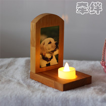 Holding Solid Wood Pet Small Tombstone Pictures Print Pet Monument Small Hearty Card Kitty Dog Lettering nostalgic for sacrifice