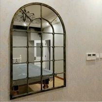 European style wrought iron window mirror frame wall decoration arc window living room decoration mirror frame dining room wall view hanging mirror