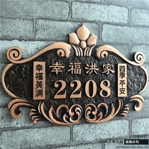 Antique copper metal door plate custom villa community home high-grade European brand custom floor building unit plate