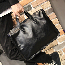New leather Hand Bag Mens cowhide briefcase Korean leisure business shoulder shoulder bag Horizontal Mens bag Tide brand