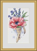 Cross stitch electronic drawing redraw source file XSD 68 Poppy Lavender bouquet