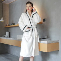 Korean dressing gown women autumn and winter New long sleeve sexy pajamas female long coral velvet padded velvet flannel