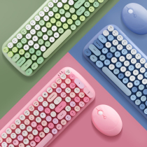 seenDa Wireless Keyboard Mouse set Pink unlimited keyboard and mouse office integrated laptop USB external mouse keys desktop peripheral keyboard mouse dots girl cute