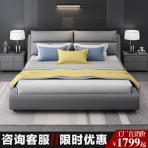 Fabric bed double bed Nordic style master bed light luxury Net red bed furniture bed modern simple technology cloth bed