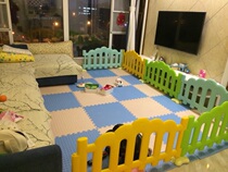 One side two three sides game fence playground kindergarten childrens railings cement floor tiles wooden corners