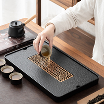 Tea tray Household tray Wujin stone tea table Whole piece Kung Fu tea dry bubble table with drainage Japanese tea tray Tea sea