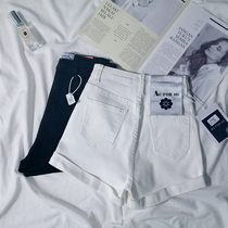 White denim shorts womens summer 2021 new style chic summer high waist slim slim stretch a word shorts women