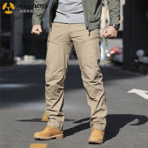 Ruling Officer Outdoor Tactical Pants Male Spring Autumn Waterproof Elastic Plaid Cloth Tooling Casual Loose Straight Silo Multi-Bag Pants