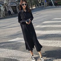 Pregnant women autumn dresses fashion new loose foreign style tide mom skirt spring and autumn out of the long shirt dress