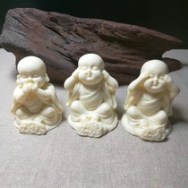 Ivory fruit carving three no monks dont listen not to dont look at the home desk crafts ornaments car interior pendulum