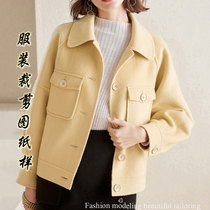 Loose short double-sided cashmere coat coat pattern 2021 new womens woolen coat model cut drawing