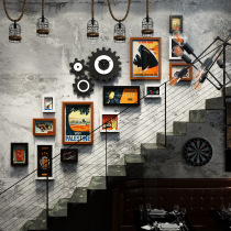 Photo Wall Wall Wall Wall Bar Cafe Stairway Corridor American Retro loft Wall Photo Frame Combination