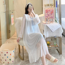 Palace Wind Sleeping Dress Lady Spring Autumn Season Net Yarn Slim lace Princess Sleepwear Summer Modale pure cotton French style Sexy
