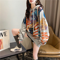 Pregnant womens autumn and winter dress 2021 New sweater womens tide ins plus velvet topped loose belly sweater