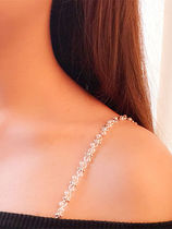 Pearl underwear shoulder strap transparent non-slip rhinestone metal gathering bra decoration bridal dress sexy shoulder strap