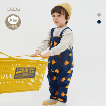papa Climbing Autumn and Winter New Men and Women Baby Food Printed Strap Children Out Cute Pants 1-4 years old