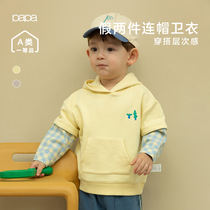 Papa climb spring new baby fake two pieces of patchwork sweatshirts for boys and girls out of the wild cute light tops