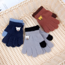 Children's gloves autumn winter and winter are divided into warm boys and girls children's color matching fashion children's writing gloves tide