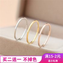 Japanese 18K rose gold very fine ring female monotonous little finger fashion personality tail ring titanium steel ins tide niche design