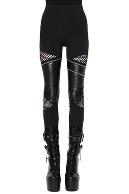 taobao agent Black polyurethane elastic leggings, pants, tight