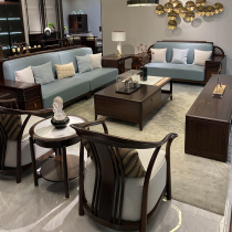 New Chinese style solid wood sofa combination light luxury modern minimalist villa living room Chinese style model room Chinese style furniture
