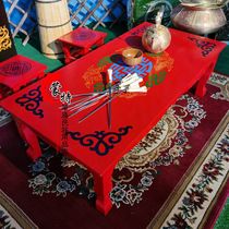 Mongolian characteristic furniture table yurt furniture table hand-painted solid wood table support customization