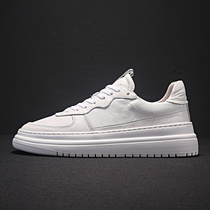 Increased small white shoes mens leather spring Korean leisure Joker thick-soled Air Force One board shoes European station tide shoes