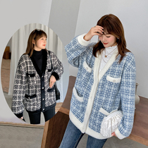 200 Jin fat MM extra size bust 130 plus size small fragrant wind long sleeve loose coat knitted cardigan women autumn and winter