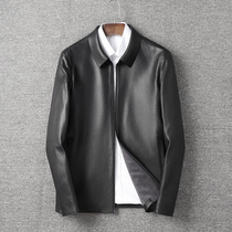 New Zealand imported goatskin leather jacket lapel business casual short leather jacket jacket leather leather men men