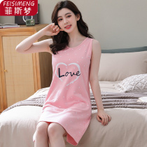Vest Sleeping Dress Lady Summer Pure Cotton Slim 2022 New sleeveless dress Home Dress Home summer pyjamas dress