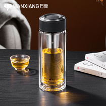 Vientiane double-layer glass mens high-grade teacup Car portable cup Large capacity household transparent womens water cup