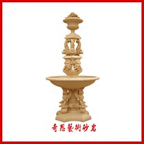 Sandstone European relief sandstone large fountain water wall garden landscape fountain sculpture courtyard waterscape decoration