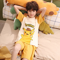 UK Next Kiss Childrens pajamas Boys short-sleeved pure cotton summer thin section boy cartoon home suit set