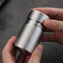 Zheming pure tin tea cans spiral mouth tin portable sealed tin tea set tea cans large manual hammer pattern