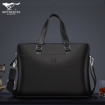 Seven Wolves Men Business Briefcase Handbag Leather Casual Head Layer Cow Leather Laptop Bag