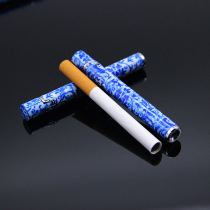 Blue and white porcelain a cigarette shape mini metal ultra-thin strip storage wheel inflatable lighter can put cigarette case