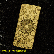 ZORRO ZORRO kerosene lighter ZC5 Pure Brass Gold ultra-thin narrow long strip double custom Zocai Jinbao money