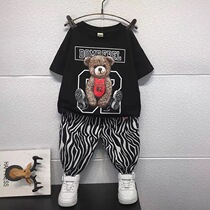 South Korean boys summer clothing suit 2022 new summer boy foreign gas Two sets of handsome gas baby short sleeve clothes damp