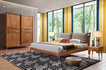 Xinsen craftsman Nordic light luxury simple style North American white wax wood 100%full solid wood bed A801-1