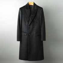 High-grade English winter mens wool cashmere coat coat long knee slim double breasted business and leisure