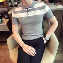 Rich bird summer sweater t-shirt slim simple mens short-sleeved POLO shirt lapel high-end casual top tide