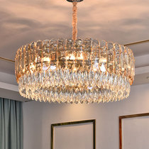 Modern light luxury crystal chandelier living room lamp 2021 new headlight atmospheric luxury villa round high-end restaurant