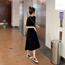 Hepburn wind over the knee casual a-line dress long French temperament small black skirt summer 2021 new womens clothing