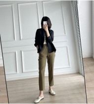 Comfortable and good to wear with a good fit and knock on the high price-performance ratio ~ linen blend 90% casual Western pants woman