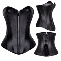 Womens underwear sculpting vest wedding corset Gothic zipper tight waist slimming clothing imitation lacquered leather black waist seal